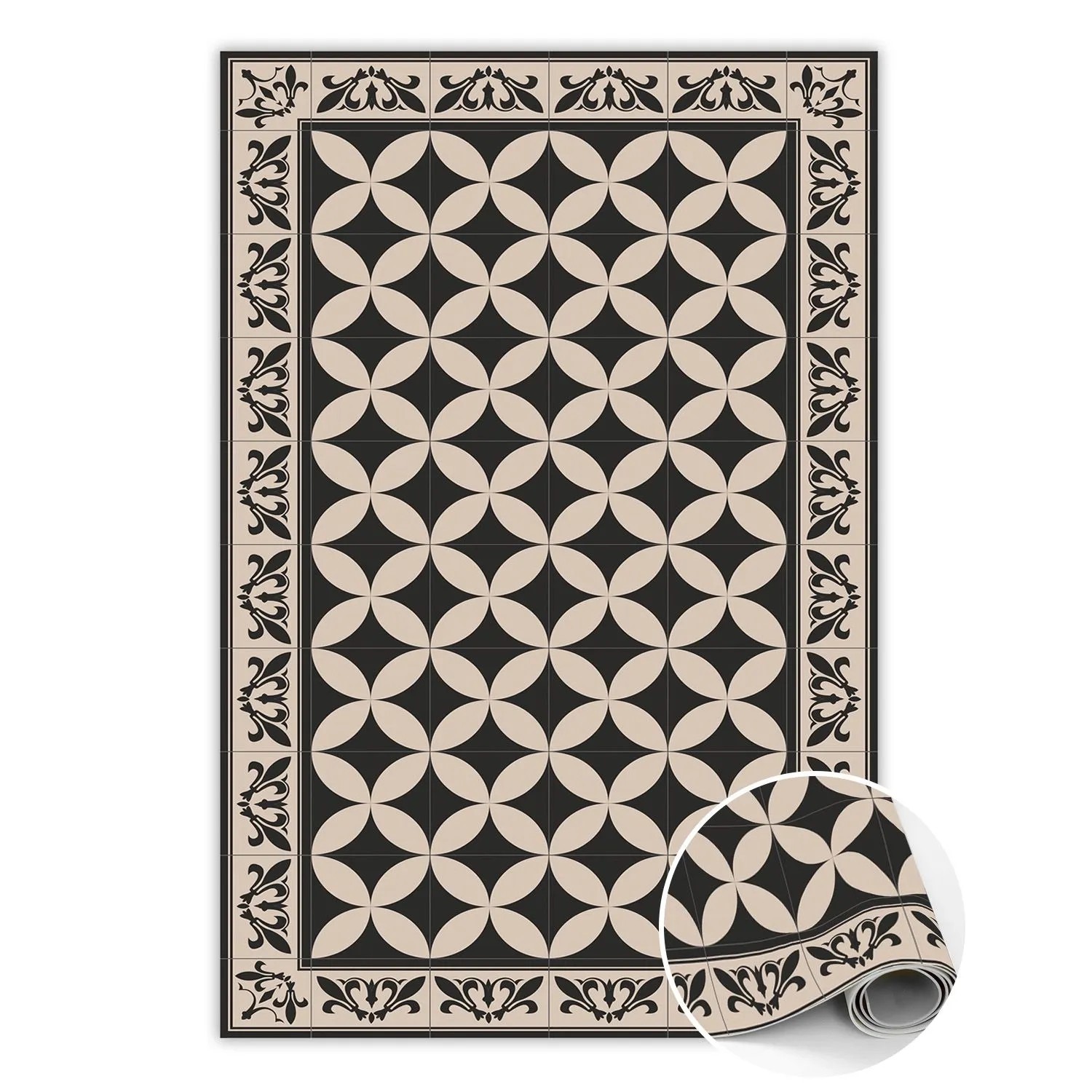 Tulup Teppich Spanische Fliesen PVC Floor Mat 150x225 cm Schwarz Vinylmat V günstig online kaufen