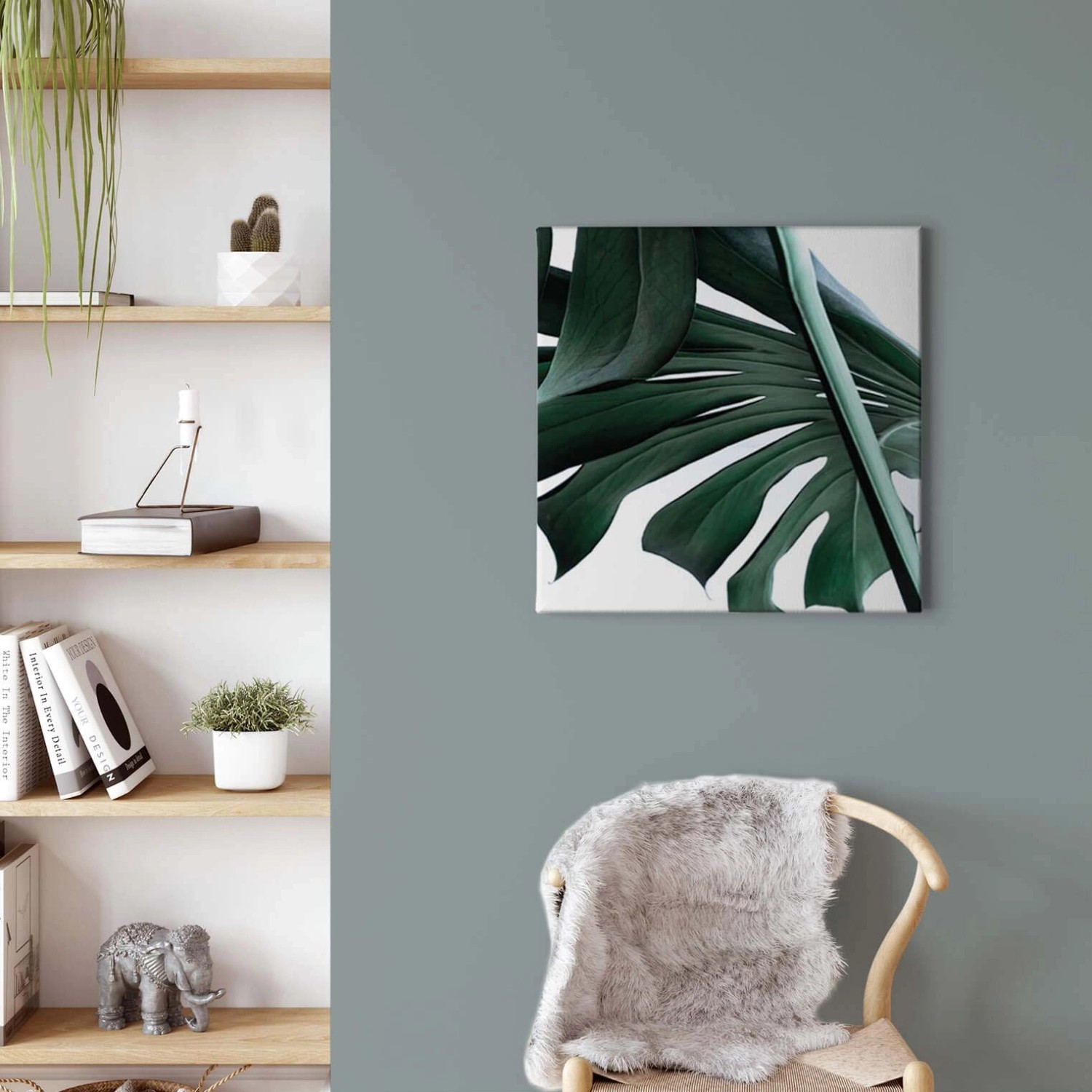 Bricoflor Monstera Blatt Bild Modernes Wandbild Mit Palmenblättern Im Grafik Design Büro Und Wohnzimmer Leinwandbild In 