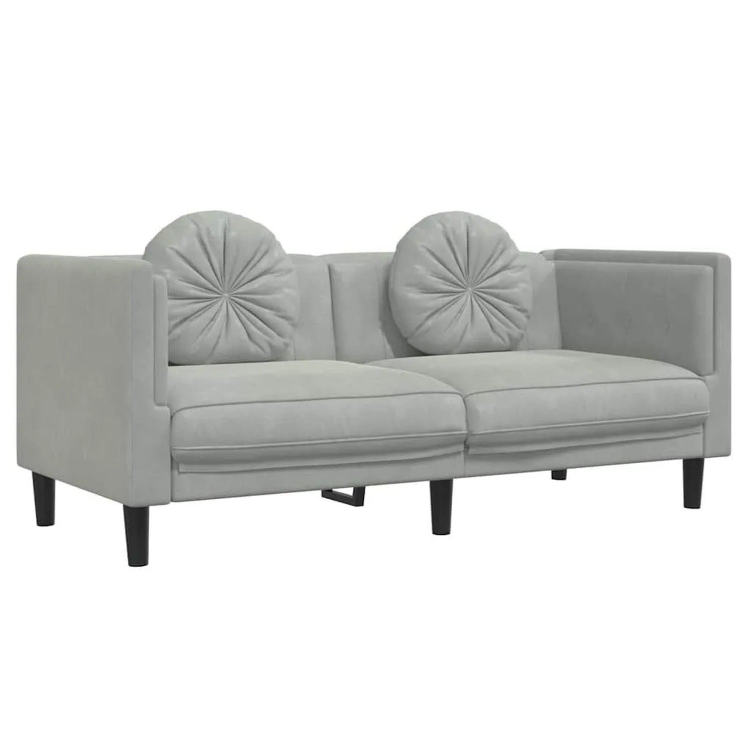 vidaXL Sofa mit Kissen 2-Sitzer Hellgrau Samt 372632