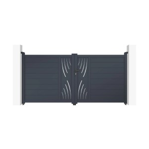 Elektrisches Flügeltor Veleta 300x140cm mit Drehtorantrieb Tanker B250, Aluminium, grau.