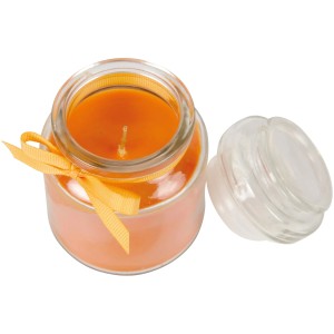 HS Candle Duftkerze Honigmelone im Glas (Ø7cm) mit Schleife und Glasdeckel.