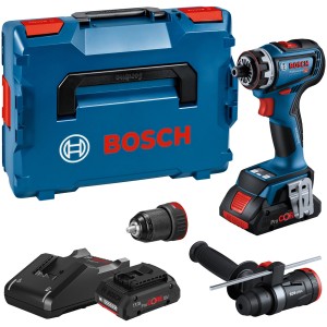 Bosch Professional Akku-Bohrschrauber GSR 18V-90 FC Set mit L-Boxx, Akkus, Ladegerät und Zubehör.