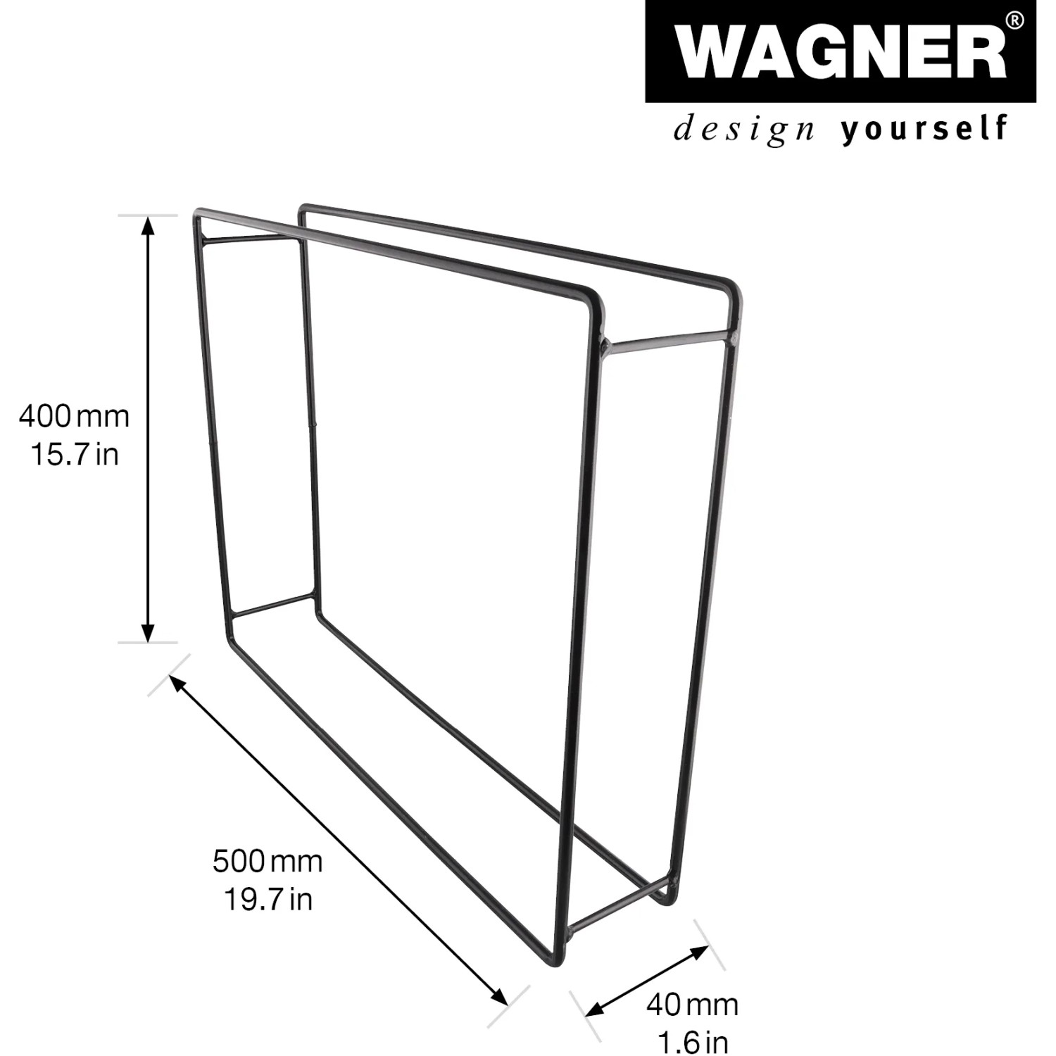 Wagner Designrahmen Draht, 40x50 cm, schwarz matt, für Möbelbau.