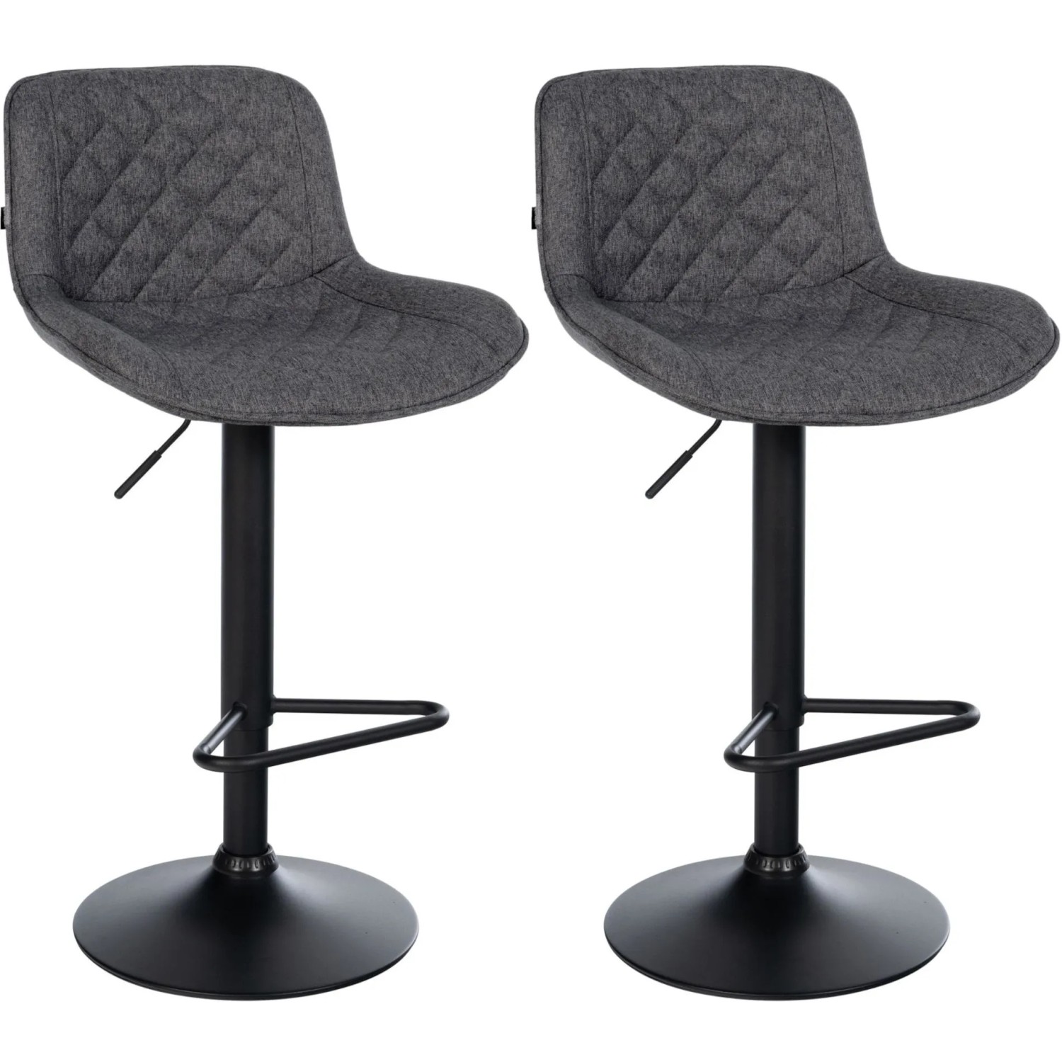 DELUKE 2er Set Barhocker KUHAR Stoff Schwarz 50x52x84cm Barstuhl Höhenverstellbar Mit Lehne Drehbar Tresenhocker Tresenstuhl