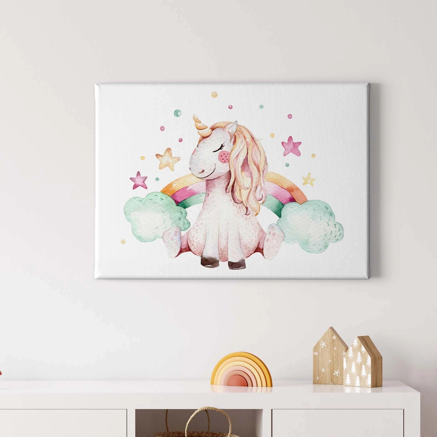 Bricoflor Kinderzimmer Wandbild Mit Einhorn Aquarell Bild Auf Leinwand Mit günstig online kaufen