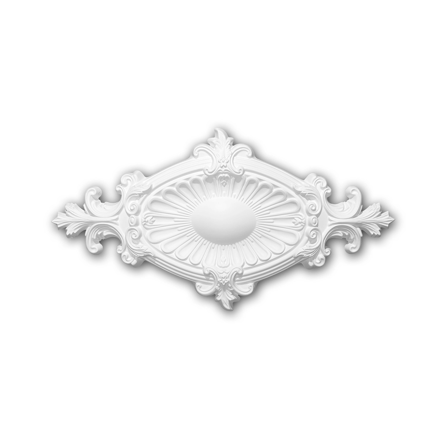 PROFHOME 156043 RoSette aus Polyurethan DeckenroSette Medaillon 58,5 x 31,5 cm 31,5 cm x 31,5 cm Weiß