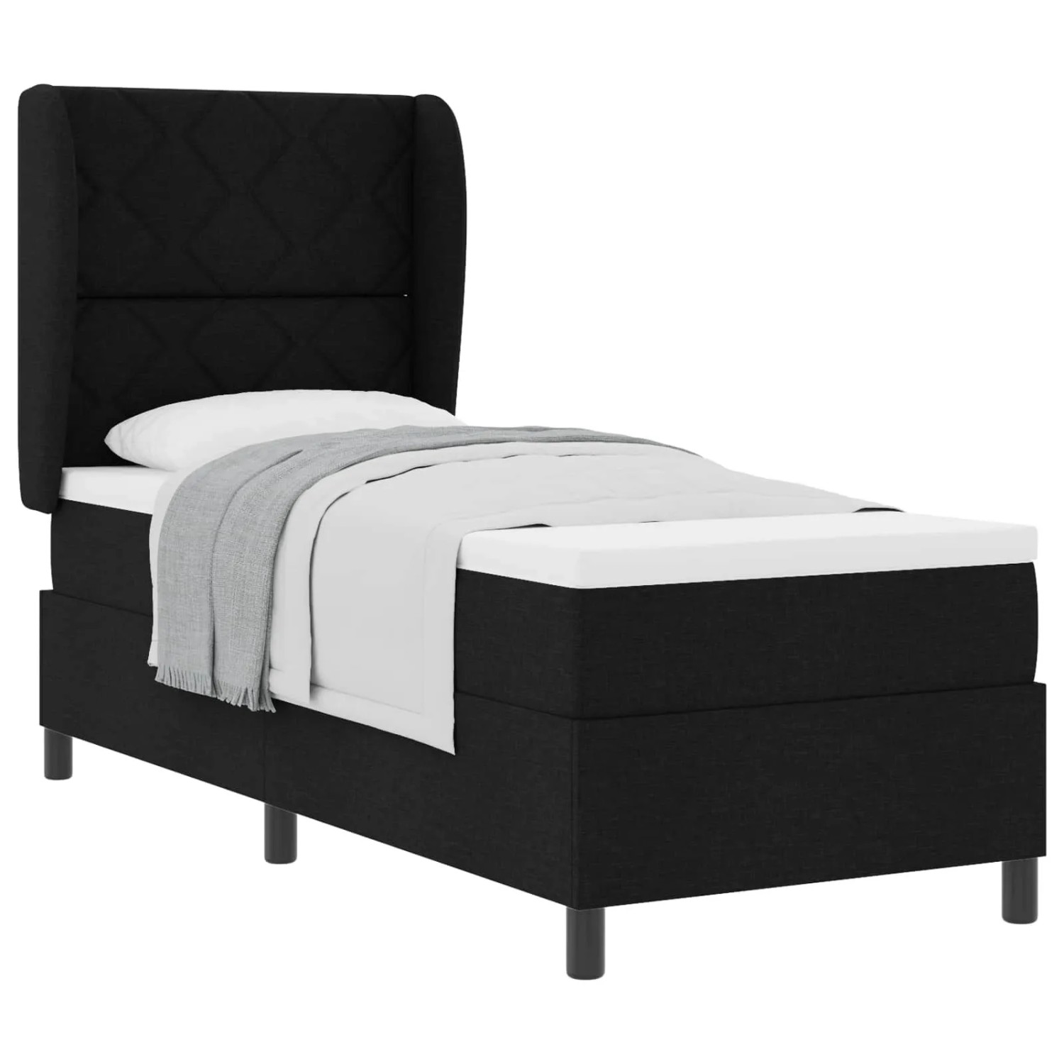 vidaXL Boxspringbett mit Matratze Schwarz 80 x 200 cm Stoff 3340594