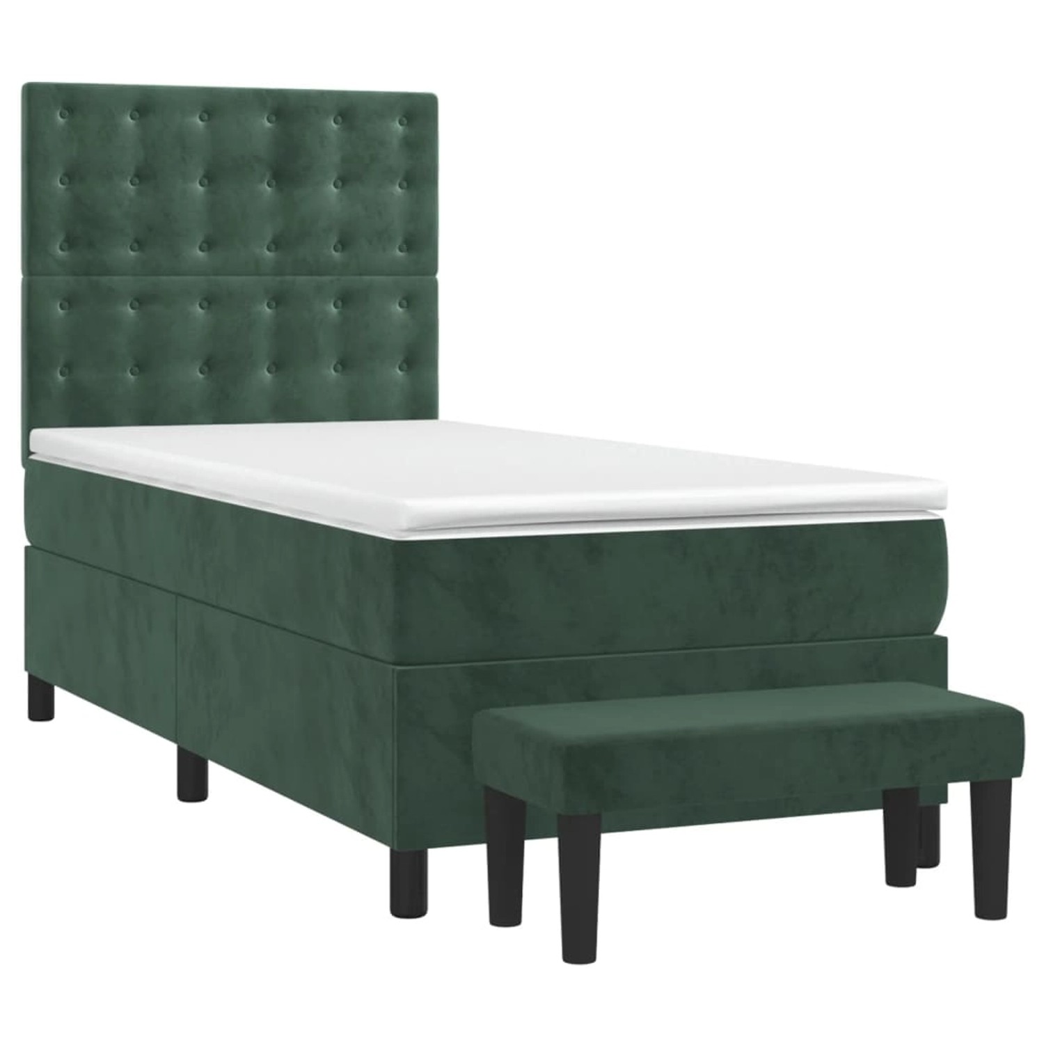 vidaXL Boxspringbett mit Matratze Dunkelgrün 90x200 cm Samt 3138064 günstig online kaufen