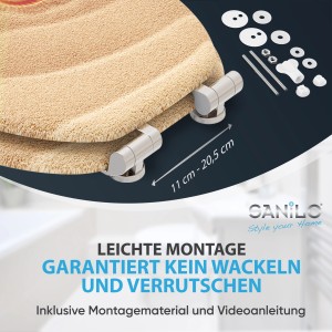 Sanilo WC-Sitz Clam aus Holz mit Absenkautomatik und Montagezubehör.