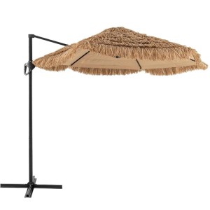 COSTWAY Hawaii Sonnenschirm 270cm mit Kurbel, Strohschirm für Garten und Terrasse.
