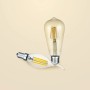Zwei Trio E27 LED-Leuchtmittel: Kolbenform, 6W, warmweißes Licht, Filament-Optik.