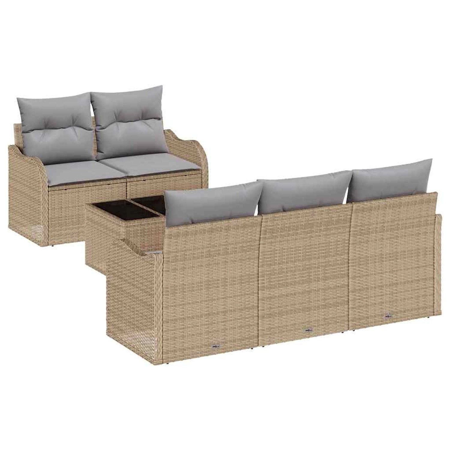 vidaXL Garten-Sofa-Set 6-Tlg Beige Poly Rattan 3345580 günstig online kaufen
