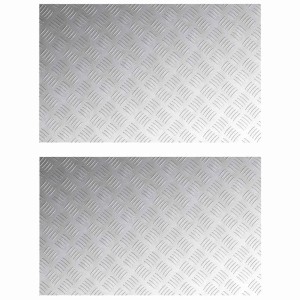 Zwei silberne vidaXL Rautenscheiben aus Aluminium, 80x50 cm, für Stufen.