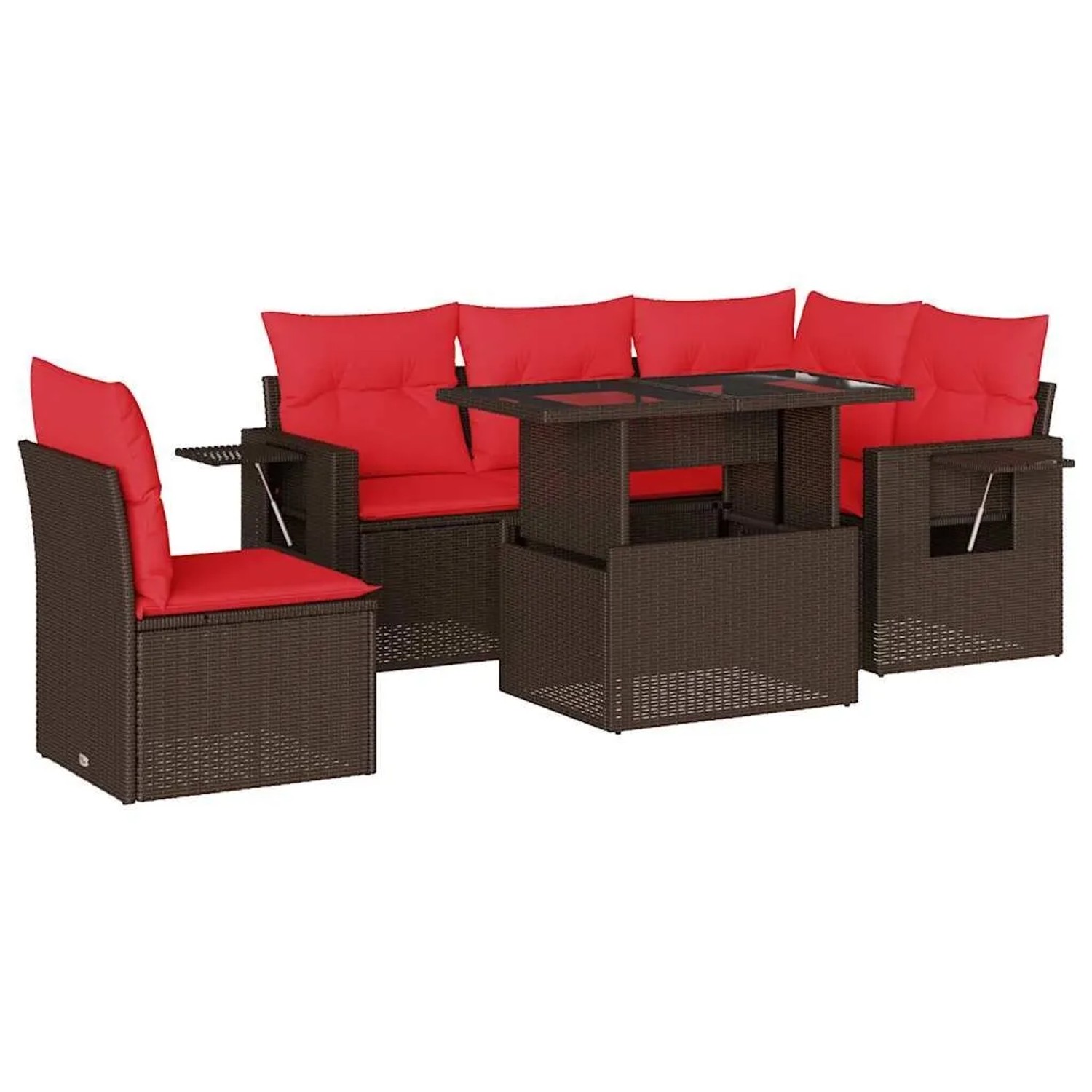 vidaXL 6-Tlg Gartensofa-Set mit Kissen Braun Polyrattan 3267914 günstig online kaufen