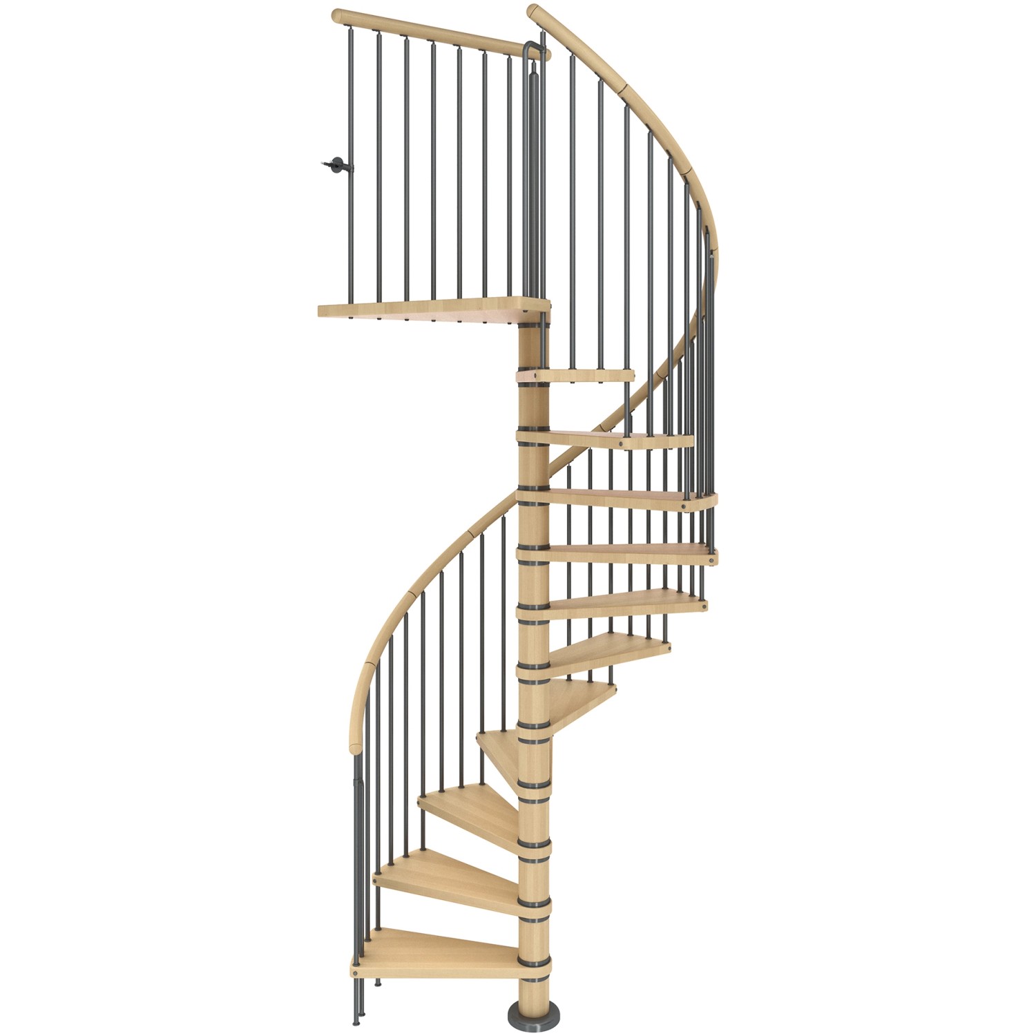 Dolle Spindeltreppe Winnipeg Buche inklusive Geländer Höhe bis 315 cm Ø 120 cm