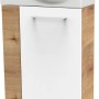 Fackelmann Waschbeckenunterschrank SBC Asteiche, 44 cm breit, mit weißer Front und Griff.