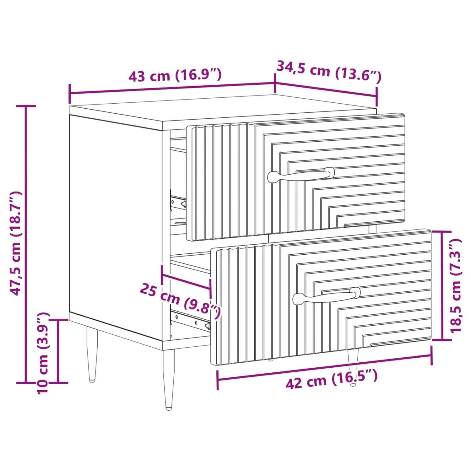 vidaXL Nachttisch 2 Stk Betongrau 43 x 34,5 x 47,5 cm Holzwerkstoff 894762_10