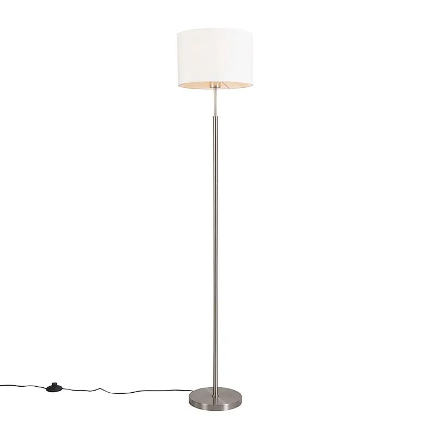 QAZQA Moderne Stehlampe aus Stahl mit Weißem Schirm VT