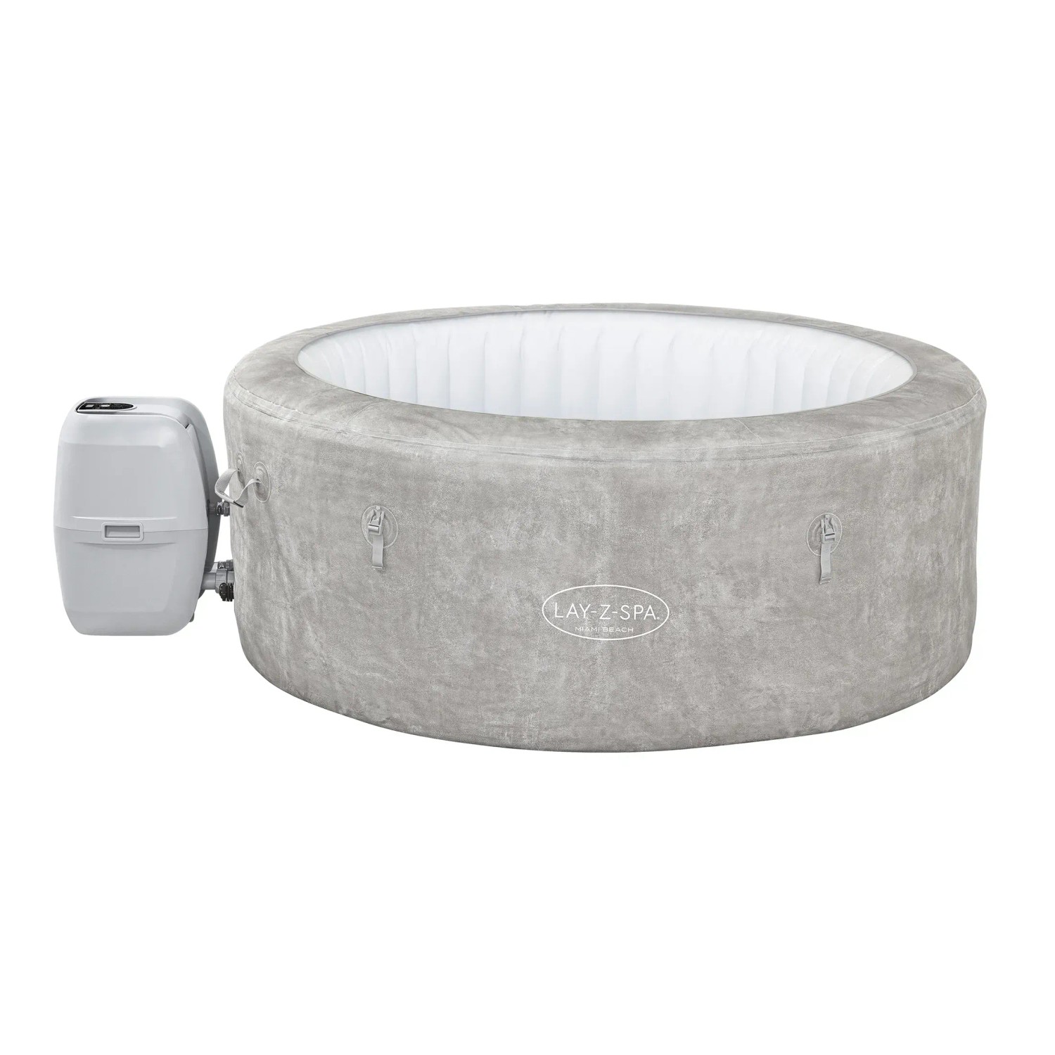 Bestway Lay-Z-Spa ECO Miami Beach AirJet, aufblasbarer grauer Whirlpool mit Pumpe.