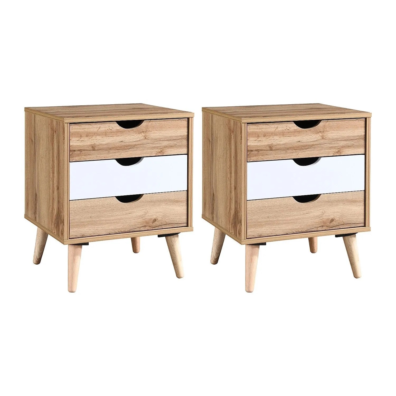 Vente-unique Nachttisch Lurvia Naturfarben Hell  Weiß 45 cm