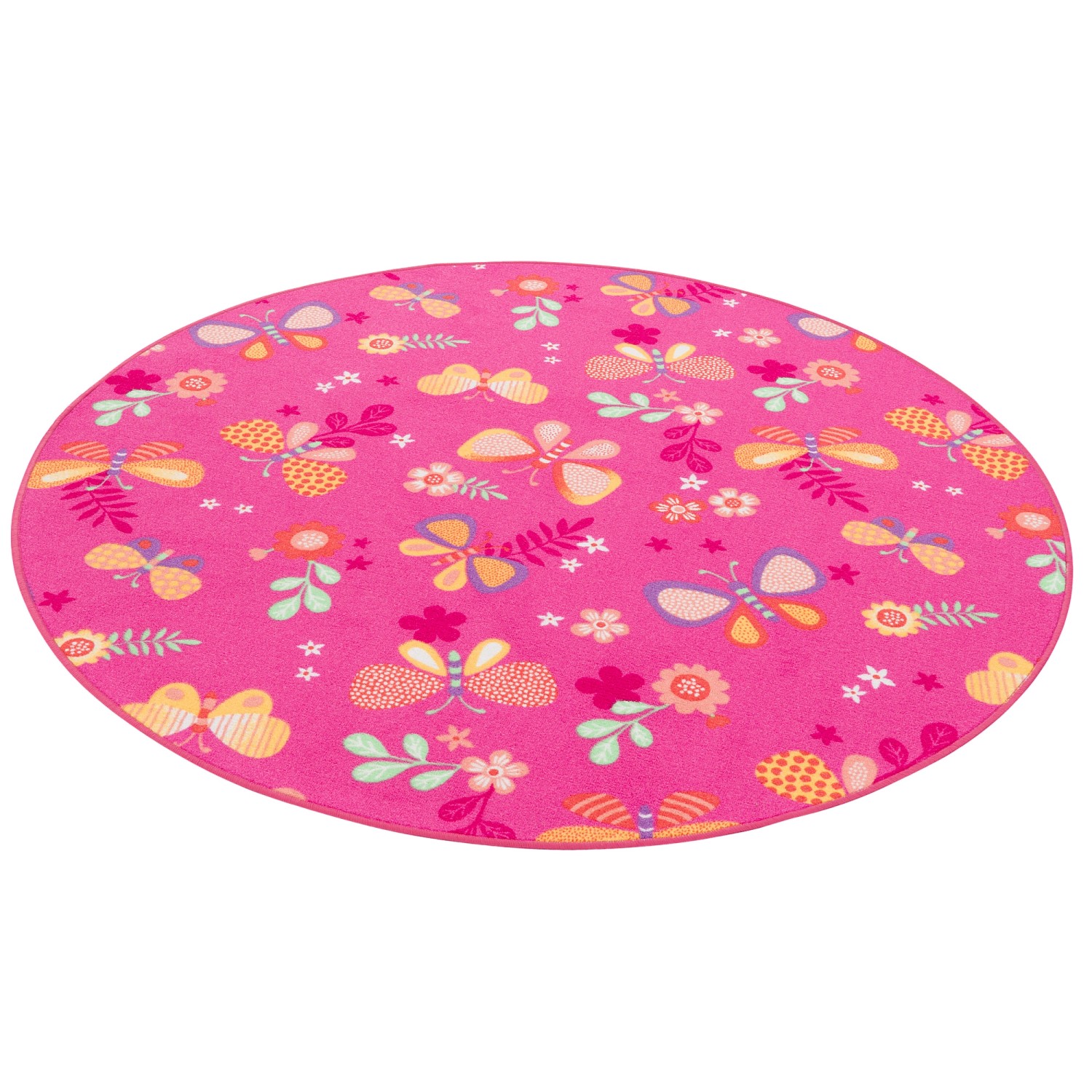 Snapstyle Kinder Spiel Teppich Schmetterling Pink 160cm Rund günstig online kaufen