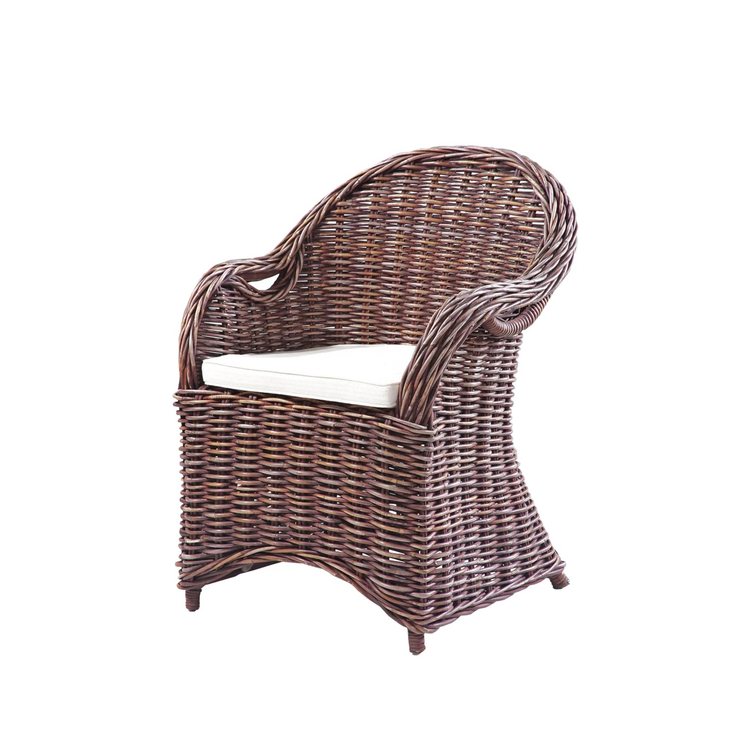 DELUKE Gartenstuhl BASEL Rattan Braun Relaxsessel Wetterfest Gartenstühle Outdoor