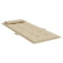 Beige Hochlehner-Auflage aus Oxford-Gewebe mit Steppung und Bindebändern. Komfortables Sitzkissen für Gartenstühle.