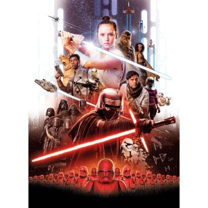 Fototapete: Star Wars Episode 9 Filmposter mit Rey und anderen Charakteren.
