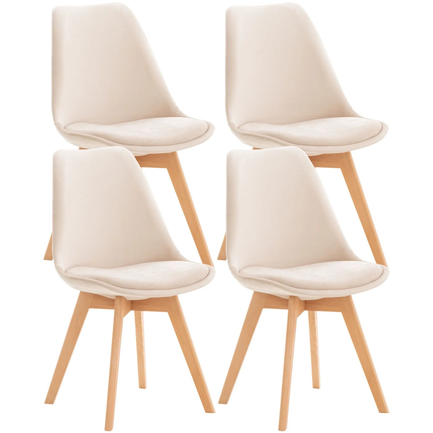 CLP 4er Set Esszimmerstuhl Linares beige/Samt