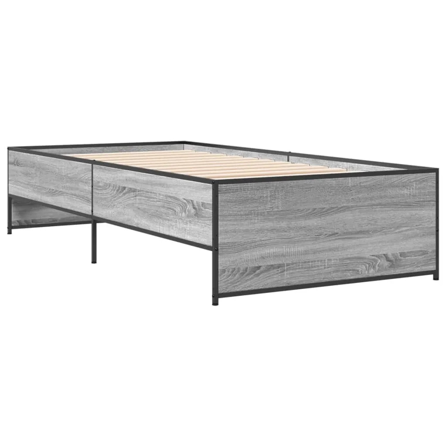 vidaXL Bettgestell Grau Sonoma 90x190 cm Holzwerkstoff und Metall 845249 günstig online kaufen