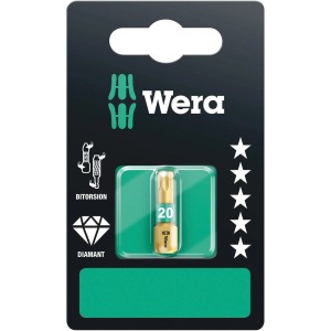 Wera Bit TX20, 25mm, diamantbeschichtet mit Bi-Torsionszone für sicheren Halt in Schrauben.