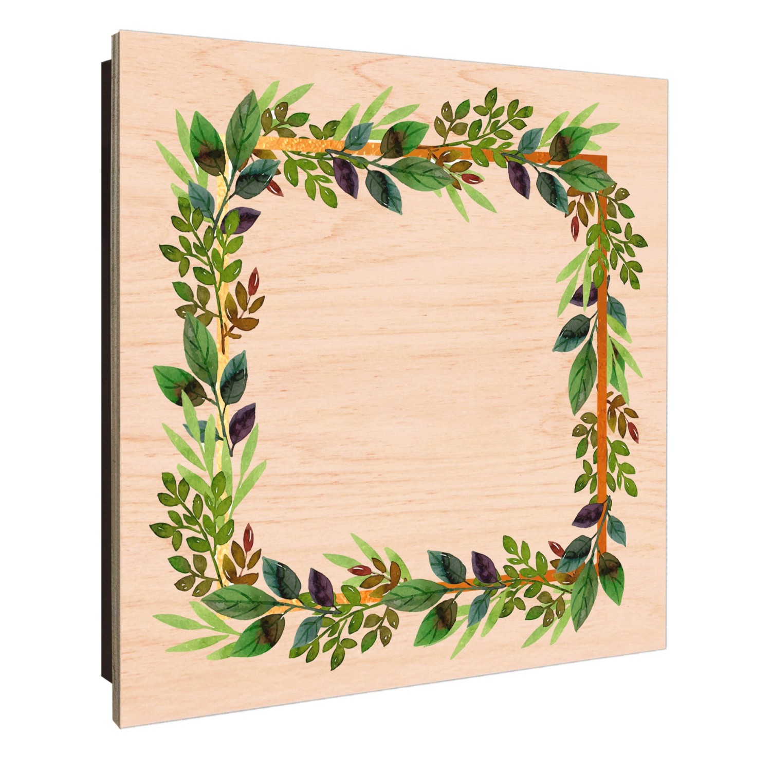 Banjado Schlüsselkasten Holz, 30x30cm, schwarz, mit Blätterrahmen-Motiv und 50 Haken zur Schlüsselaufbewahrung.