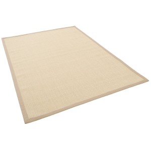 Quadratischer Sisalteppich Natura in Creme mit Bordüre, 150x150 cm.