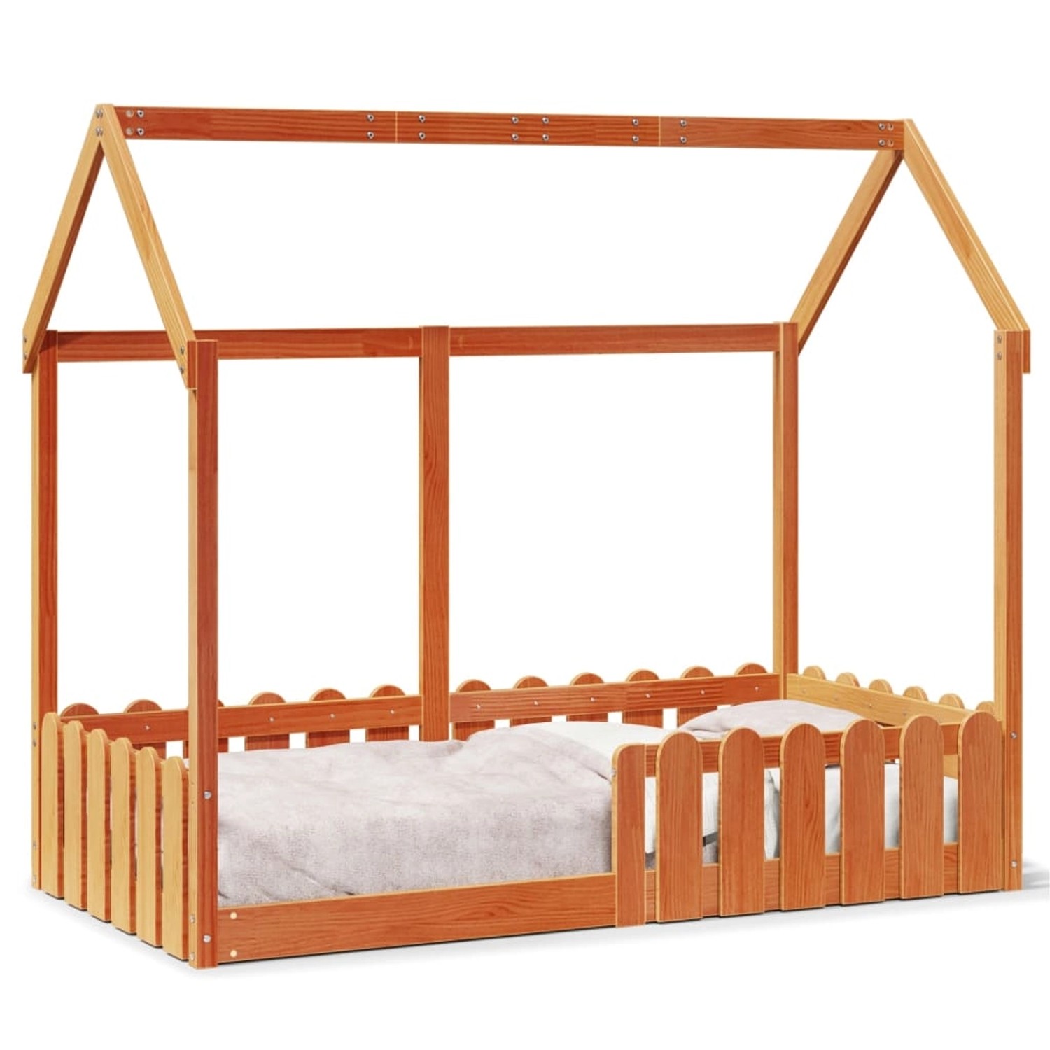 vidaXL Kinderbett Hausbett Wachsbraun 80x160 cm Massivholz Kiefer2106534 günstig online kaufen