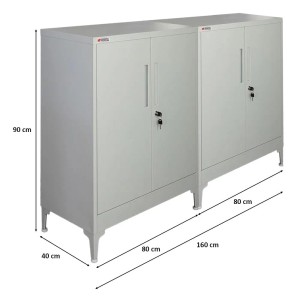 PROREGAL MegaDeal 2x Flügeltürenschrank ELEPHANT Mit Beinen & 2 Türen Abschließbar HxBxT 90x80x40cm 2 Ebenen Stahl Pulverbeschichtet Lichtgrau