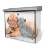 Banjado Edelstahl Briefkasten mit Hund und Katze Motiv, 38.5x31.5x12cm.
