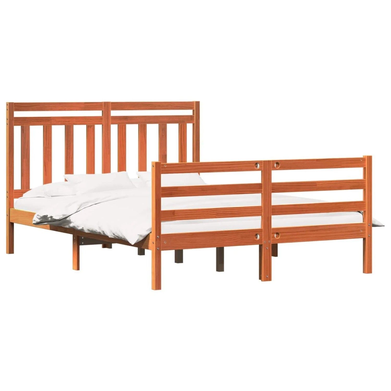vidaXL Bettrahmen mit Kopfteil Wachsbraun 140 x 188 cm 3418147