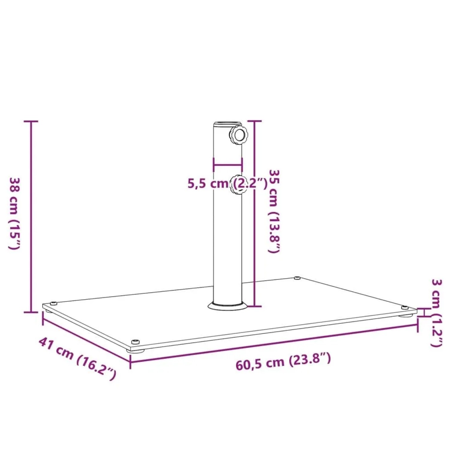 vidaXL Sonnenschirmständer Ø32/38/48 mm Mast 15 kg Rechteckig 368682_9