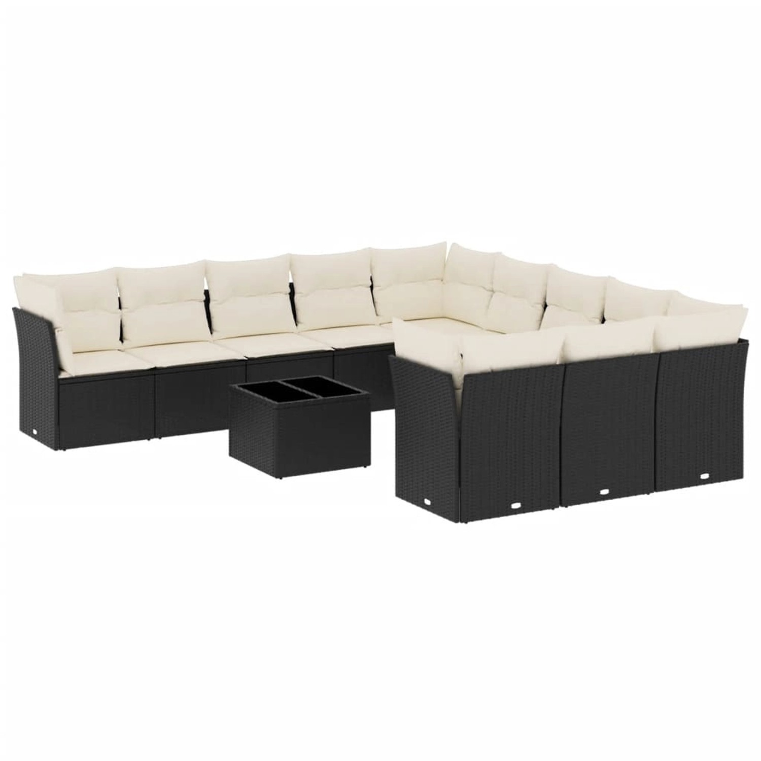 vidaXL 12-tlg Garten-Sofagarnitur mit Kissen Schwarz Poly Rattan Modell 3 günstig online kaufen