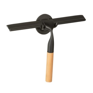 WENKO Badezimmerwischer Bambusa mit Turbo-Loc®: Edelstahl, Bambusgriff, zur Wandmontage.