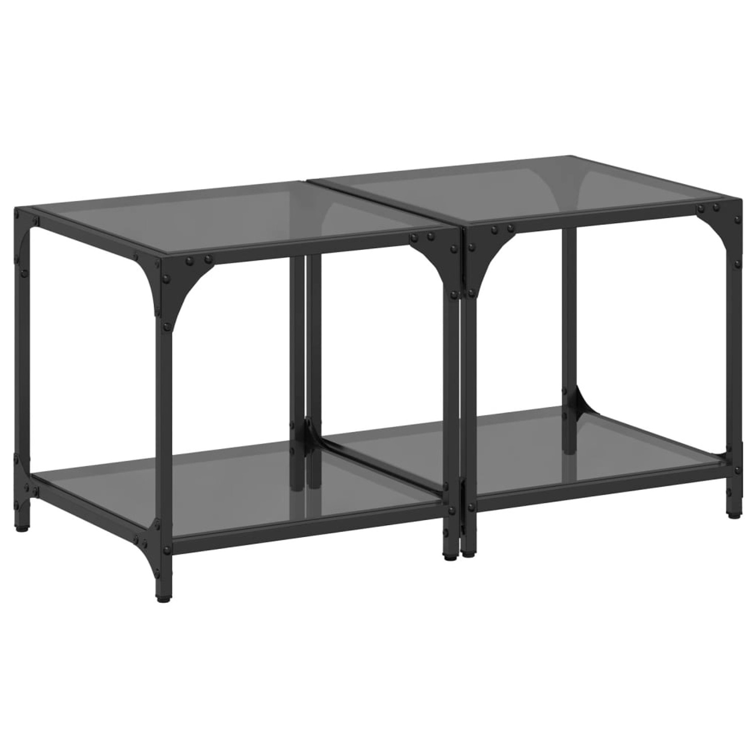 vidaXL Couchtische mit Glasplatte 2 Stk. Schwarz 40x40x40 cm Stahl günstig online kaufen