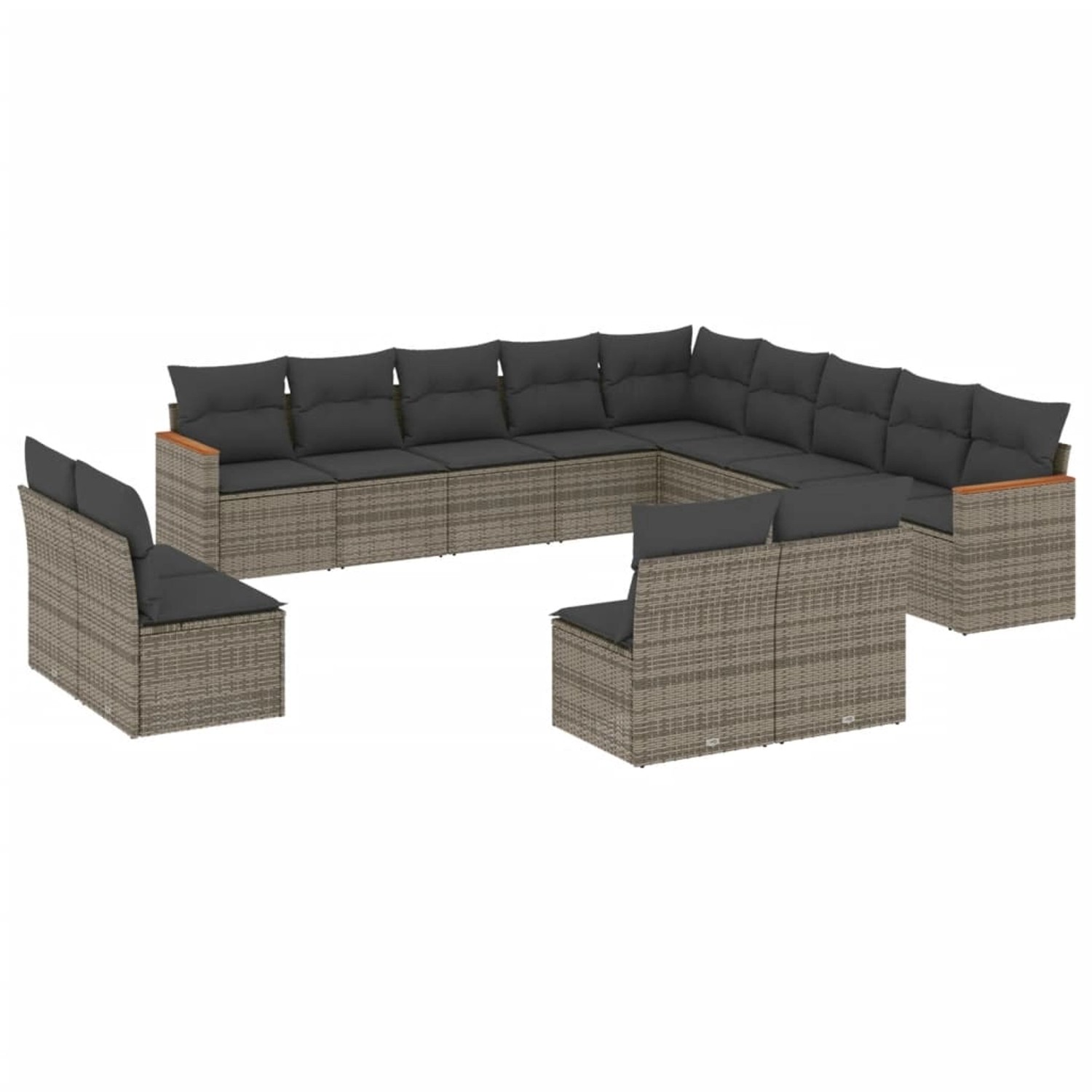 vidaXL 13-Tlg Garten-Sofagarnitur mit Kissen Grau Poly Rattan 3226487 günstig online kaufen