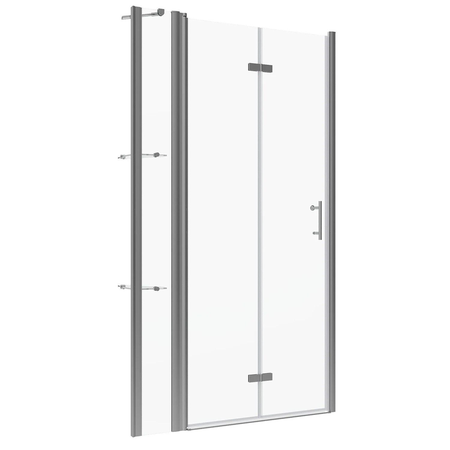 Aquabatos 20mm Wandausgleich Nischentür Duschtür aus 6mm ESG Nanobeschichtung Aluminiumprofil 140 x 197 cm Duschabtrennung