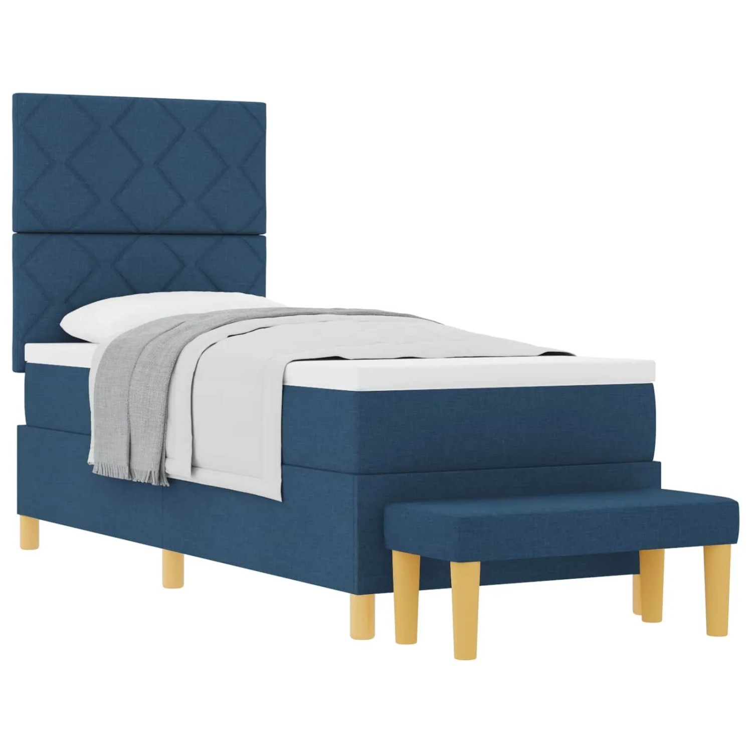 vidaXL Boxspringbett mit Matratze mit Kopfteil Blau 80 x 200 cm Stoff 3344337