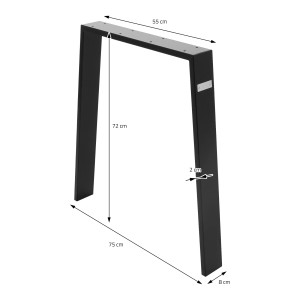 ML-Design Tischbeine (2er Set) Loft, 75x72 cm, Schwarz, Stahl, Industriedesign für Esstische.