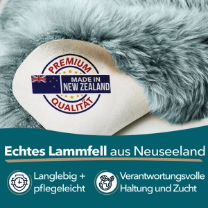 KARAT Schaffell Audrey Duck Egg: Premium Lammfell aus Neuseeland, natürlich und vielseitig einsetzbar.
