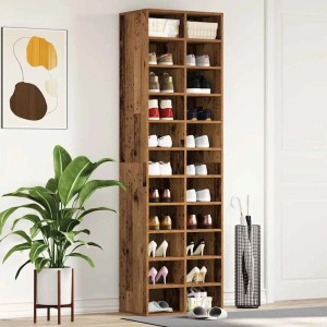 vidaXL Schuhschrank Altholz-Optik 54x34x183 cm Holzwerkstoff 859384