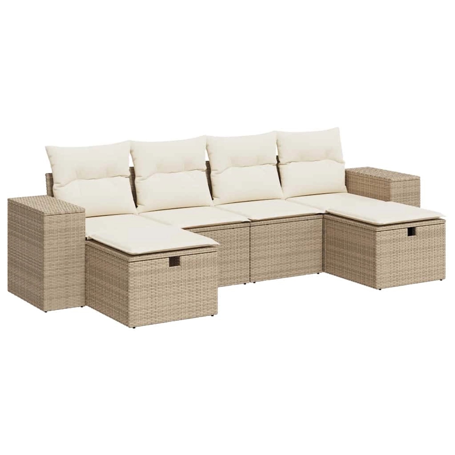 vidaXL 6-Tlg Garten-Sofagarnitur mit Kissen Beige Poly Rattan 3325724