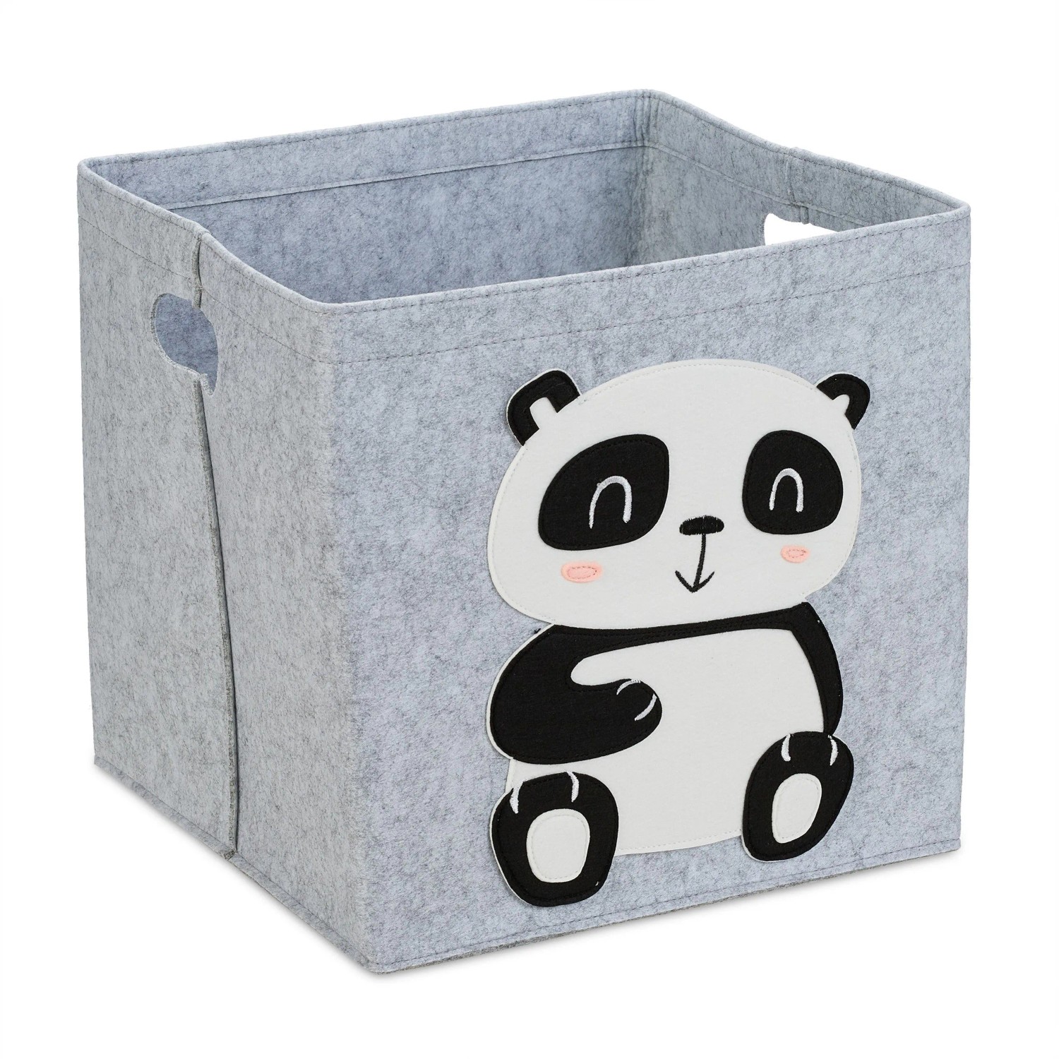 Relaxdays Aufbewahrungskorb aus Filz Panda Faltbar mit Griffen 33 cm x 34 cm x 32 cm 320 g