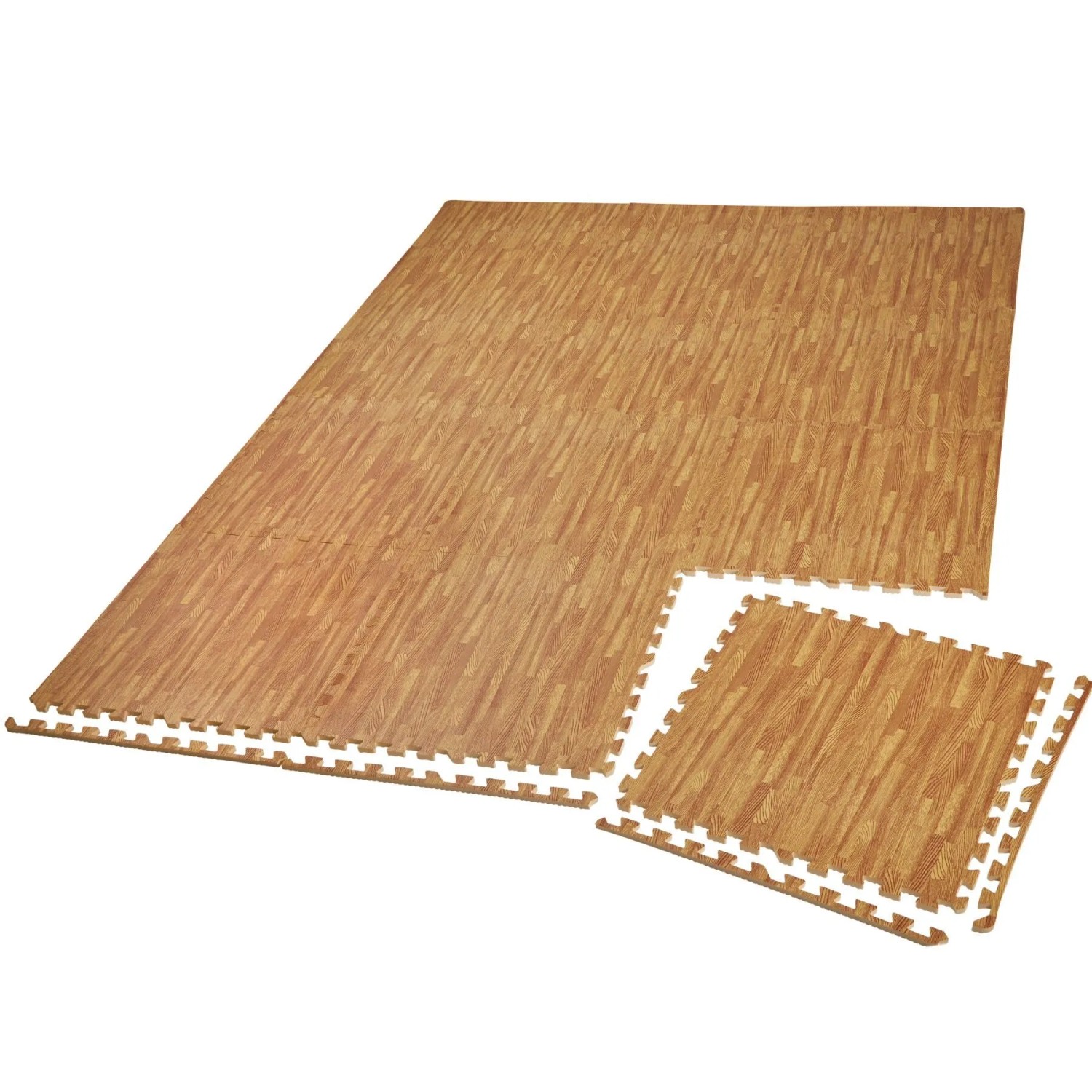 Tectake Schutzmattenset  24 Teilig Mit 48 Randstücken Je 61 x 61 cm 24Er Set 362 x 246 x 1 20 cm Holzdekor